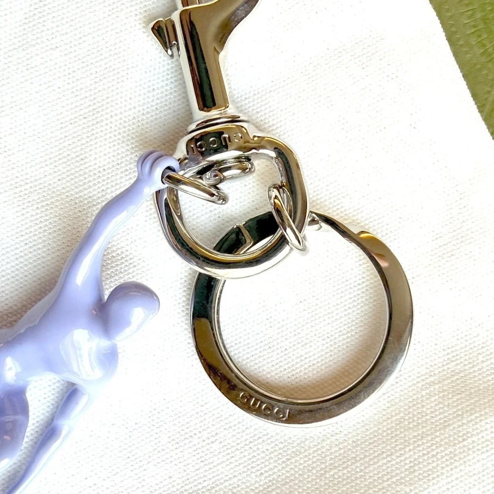 Gucci Purple Surfer Keychain Ceramic‎ Varnish Ottone Silver Hardware 822123